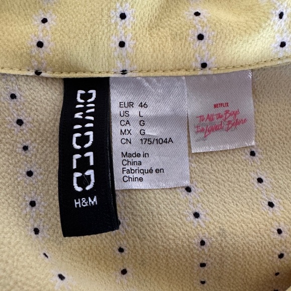 H&M Yellow Striped Button Front Shirt Dress | Vintage-Inspired Fit & Flare Mini - Picture 7 of 7